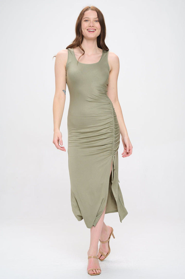 Image of West K Adalyn Ruched Tank Dress Lt Olive