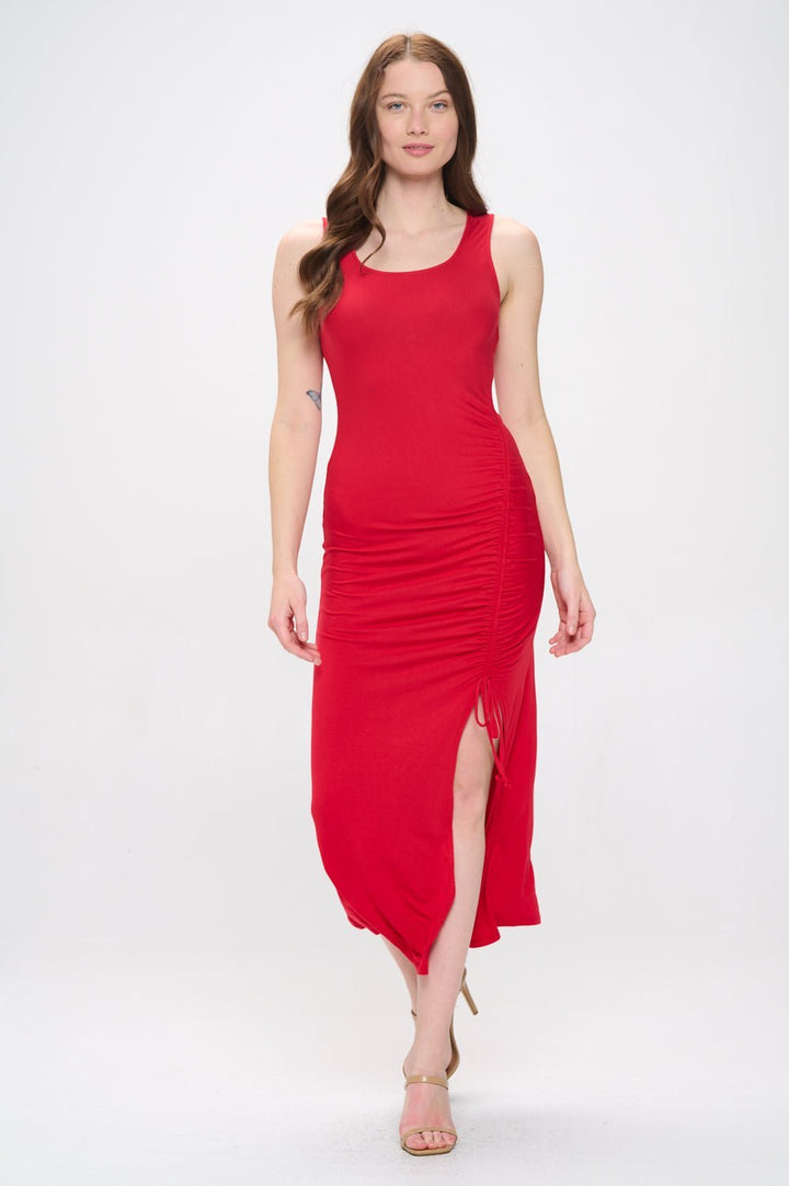 Image of West K Adalyn Ruched Tank Dress Red