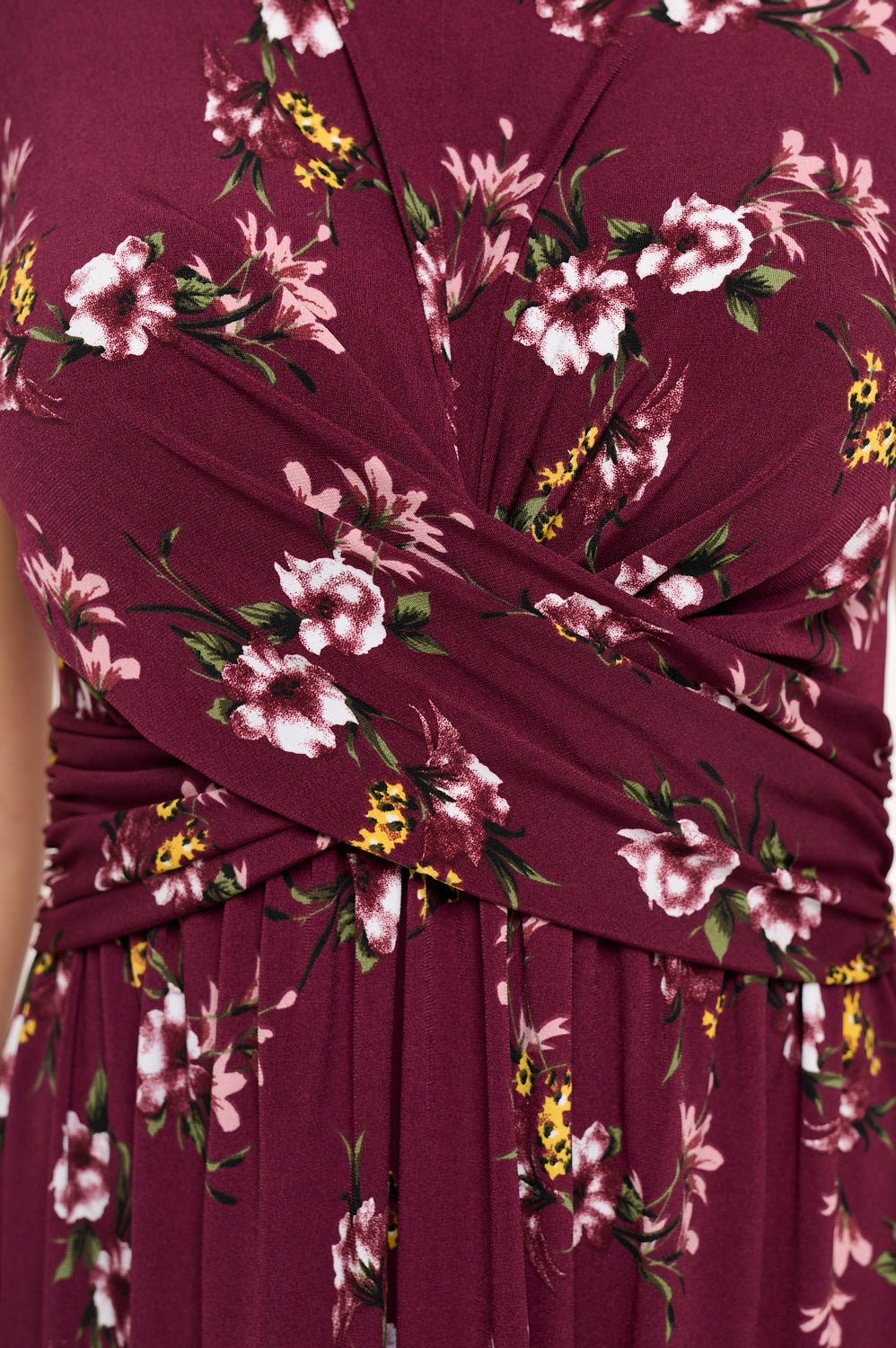 Image of West K Adele Short Sleeve Crossover Front Mini Dress Burgundy Floral