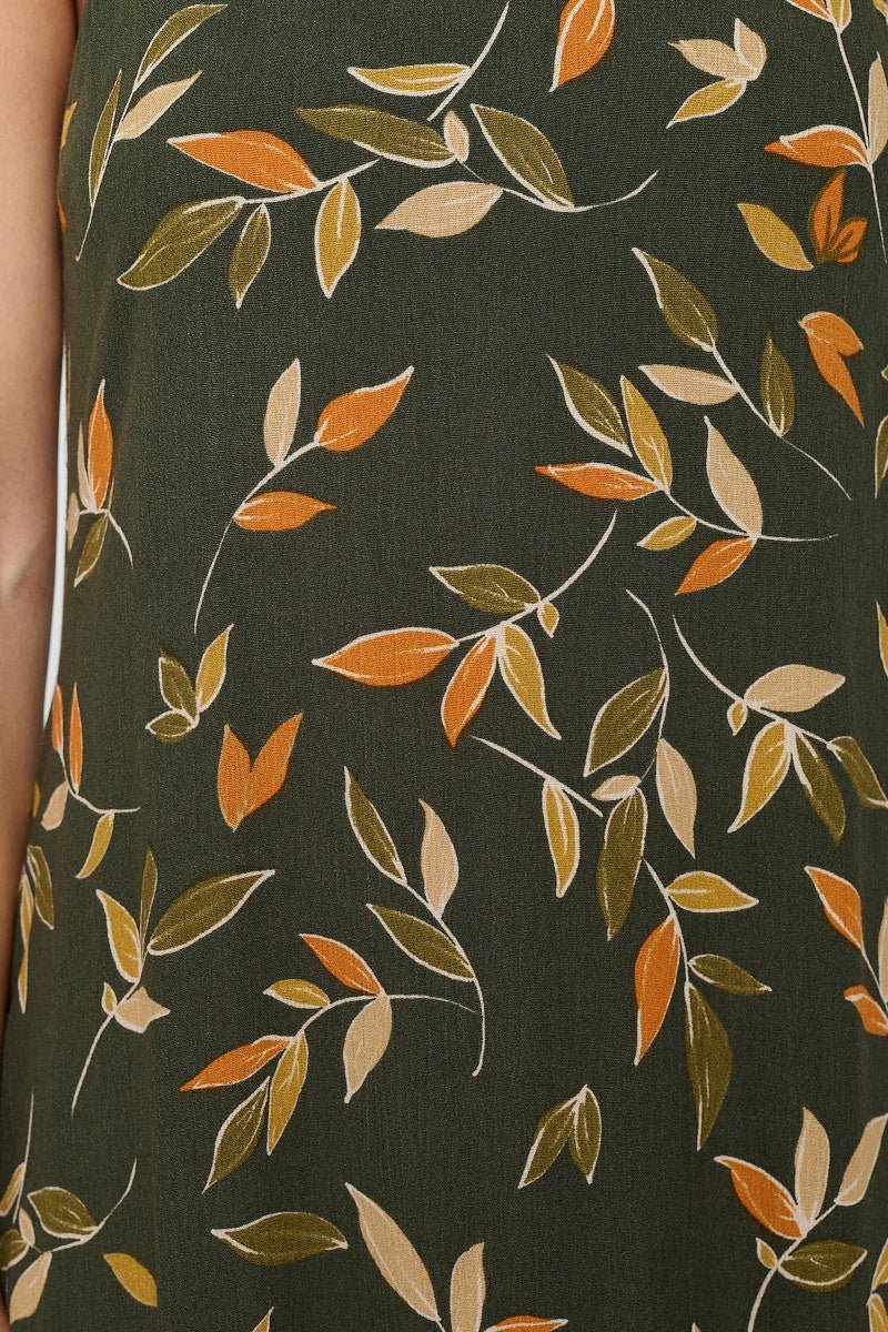 Image of West K Aden V - Neck Maxi Green Leaf Print