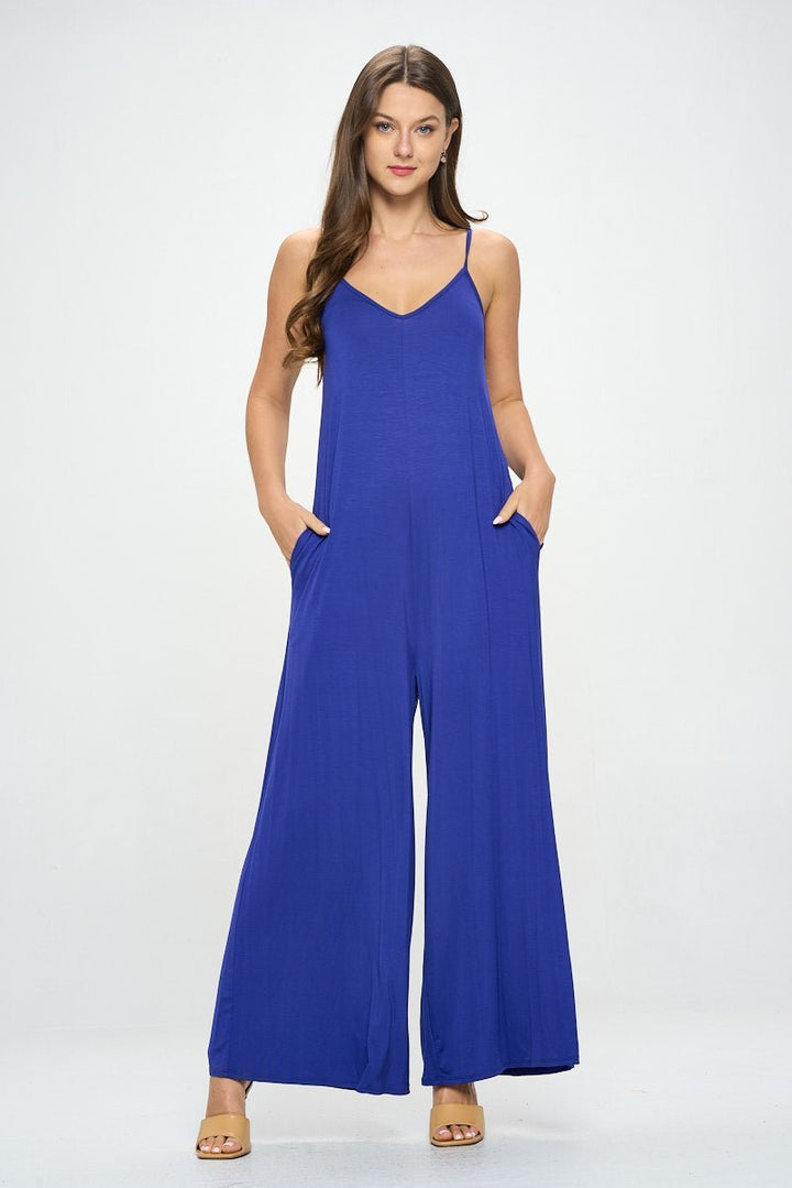 Image of West K Alaiya Knit Strappy Jumpsuit Blue Violet