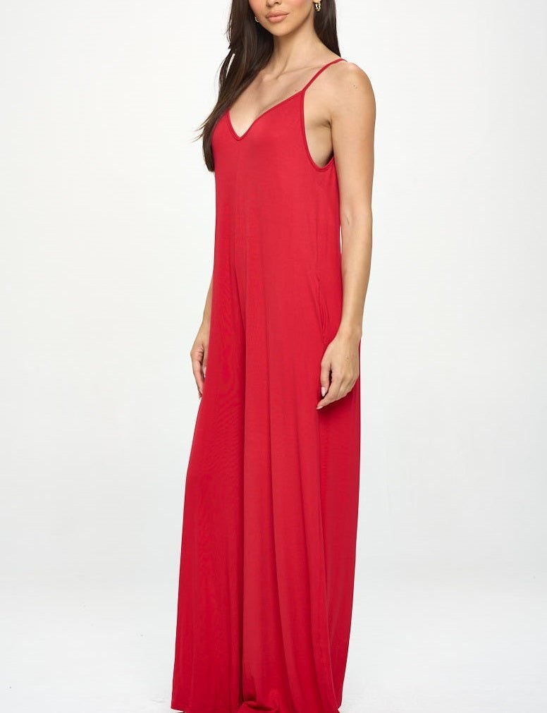 Image of West K Alaiya Knit Strappy Jumpsuit Red