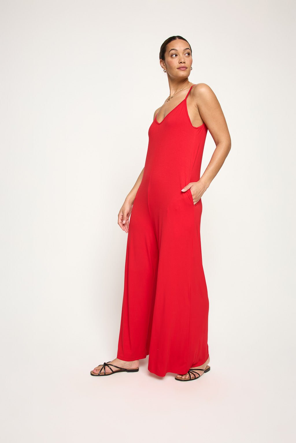 Image of West K Alaiya Knit Strappy Jumpsuit Red