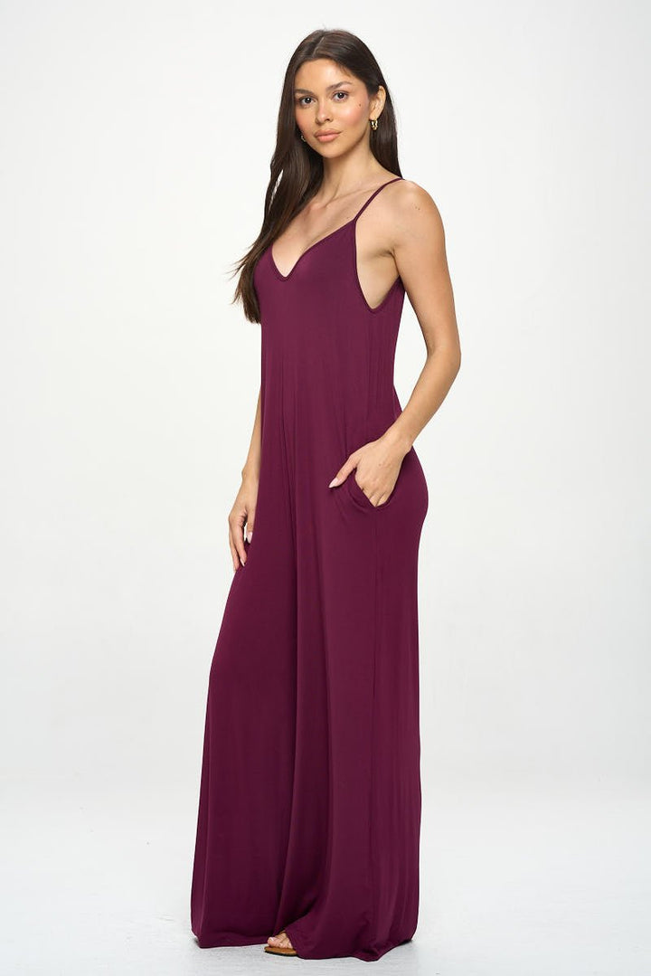 Image of West K Alaiya Knit Strappy Jumpsuit Wine