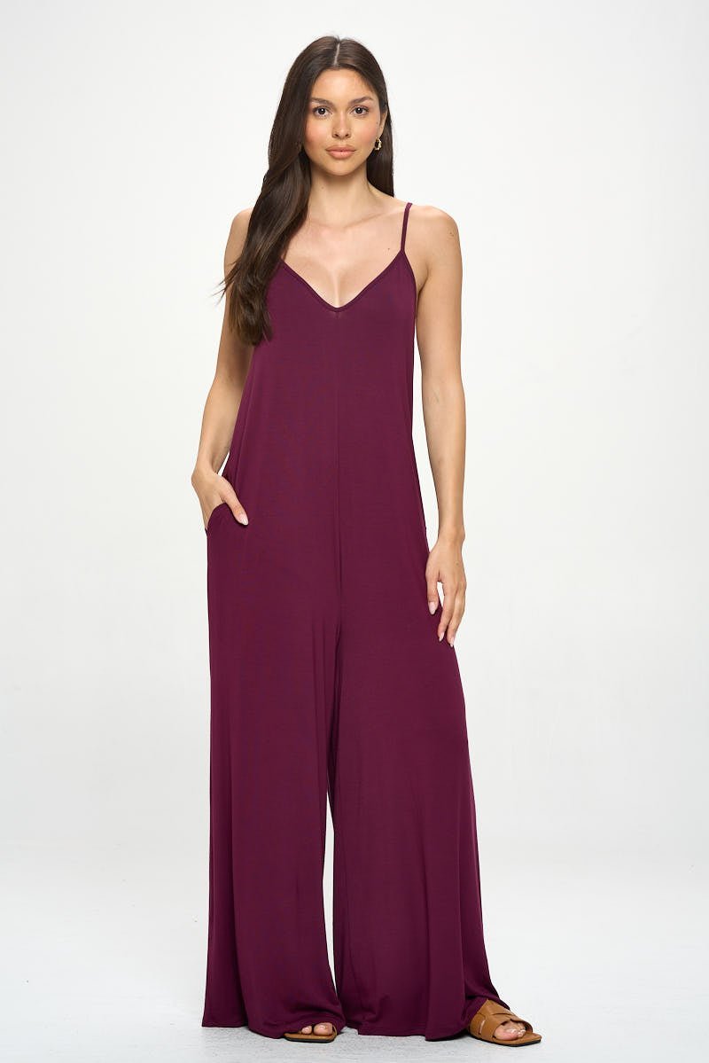 Image of West K Alaiya Knit Strappy Jumpsuit Wine