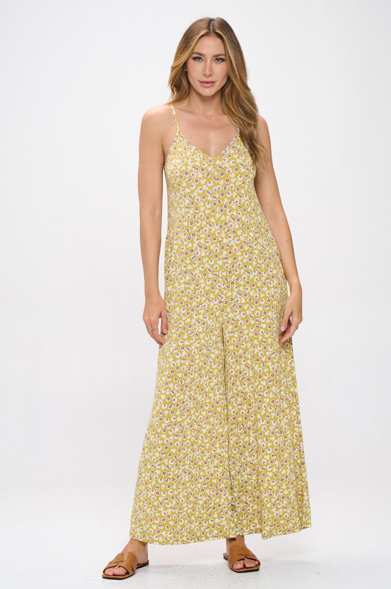 Image of West K Alaiya Knit Strappy Jumpsuit Yellow Daisy