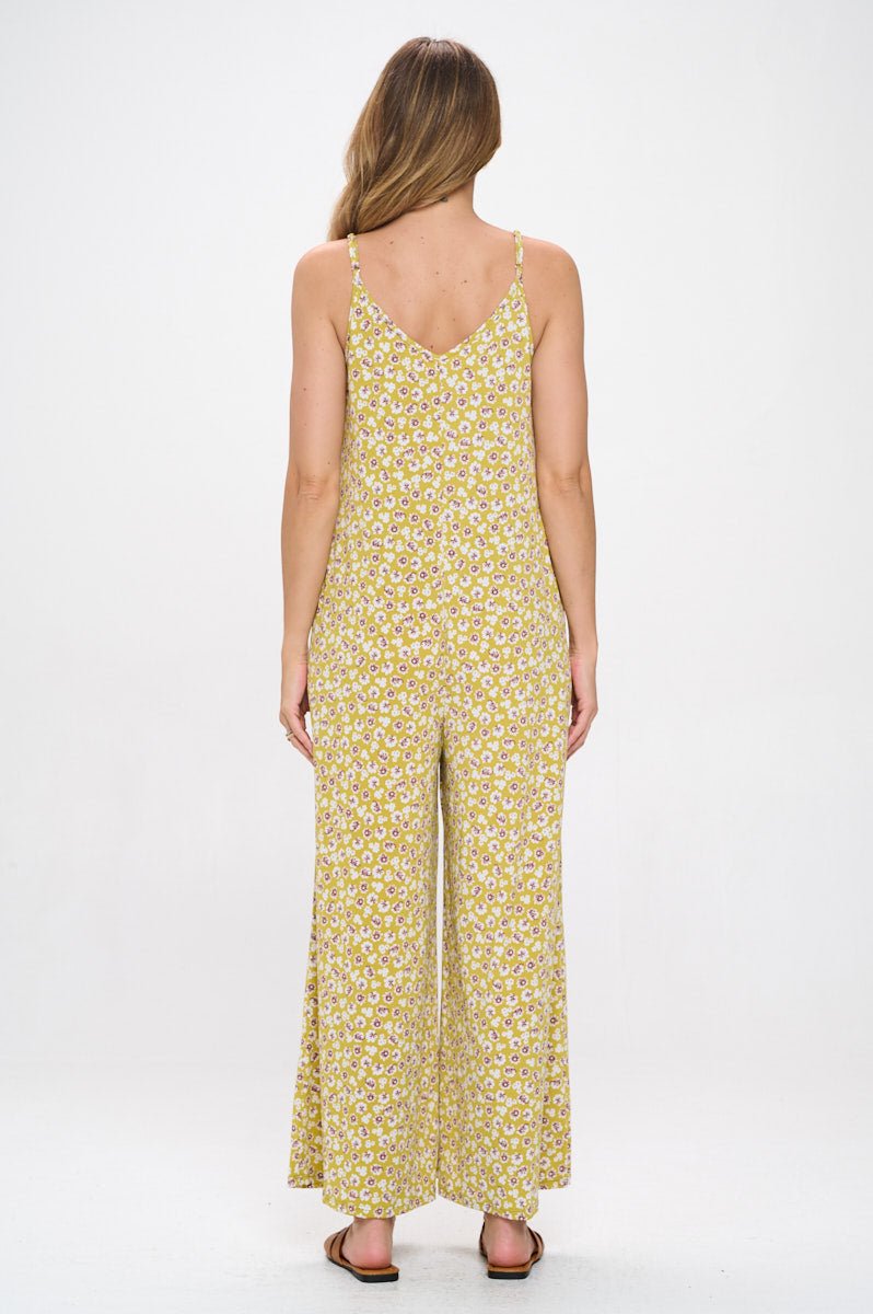 Image of West K Alaiya Knit Strappy Jumpsuit Yellow Daisy