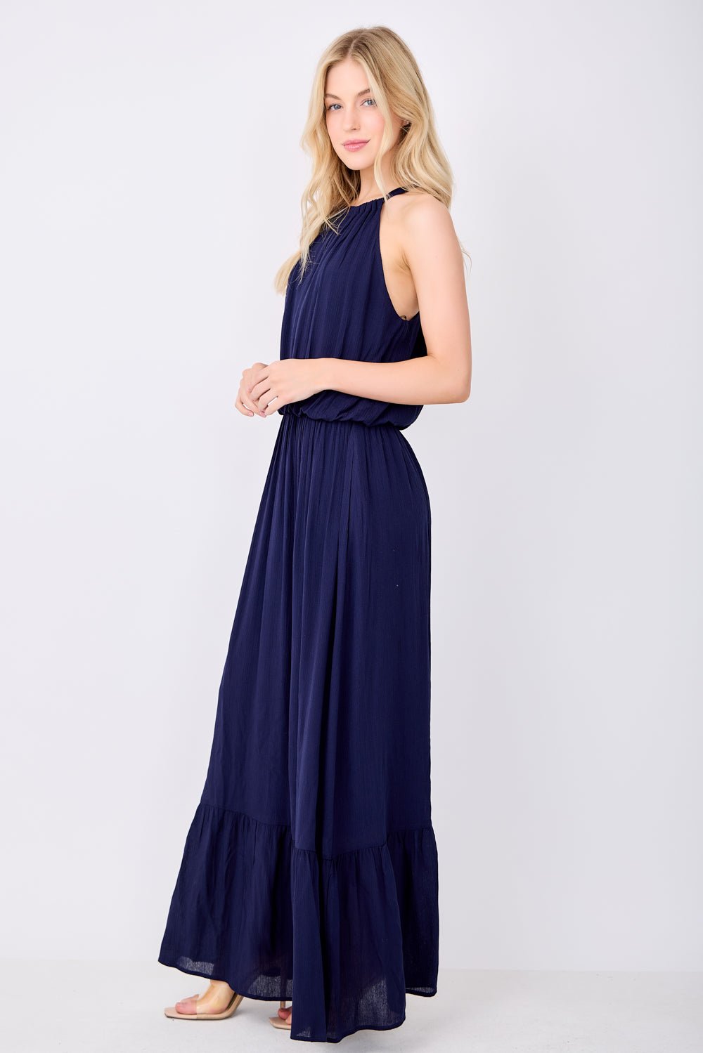 Image of West K Alazne Gauze Halter Maxi Dress Fuschia