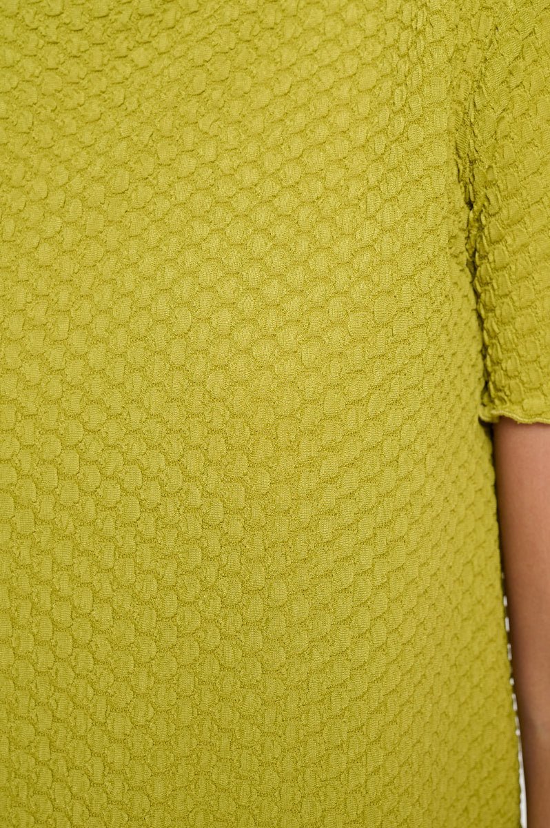 Image of West K Alessia Short Sleeve Textured Top Mustard Green