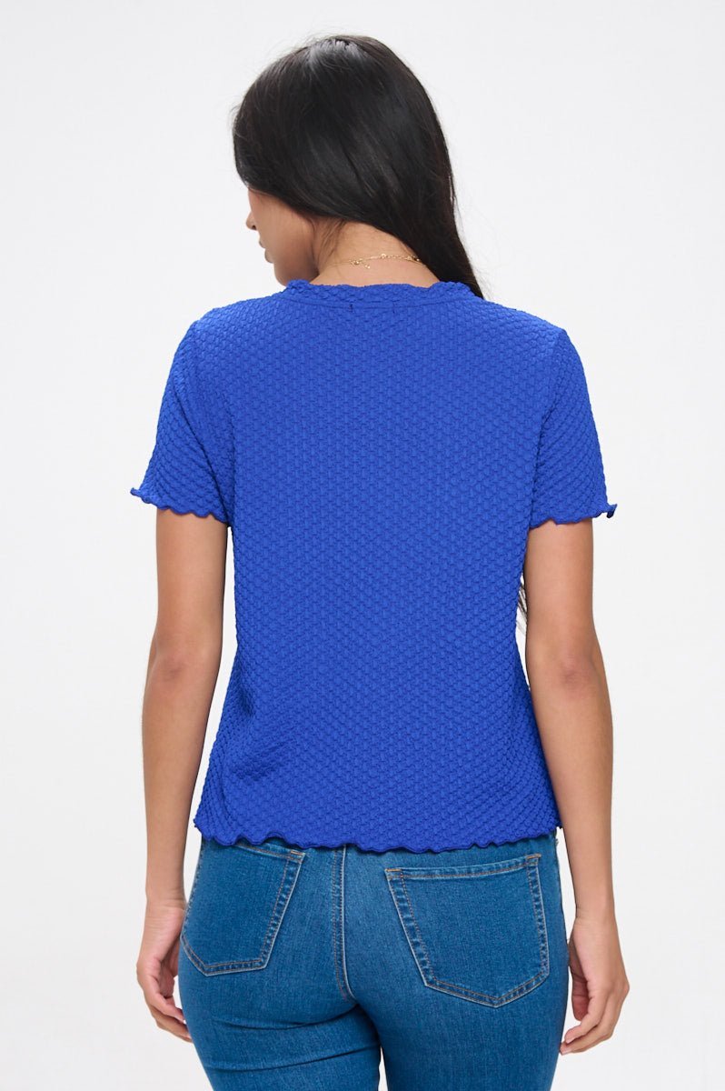 Image of West K Alessia Short Sleeve Textured Top Royal Blue