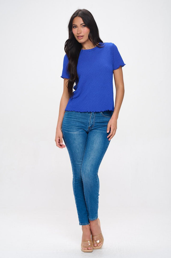 Image of West K Alessia Short Sleeve Textured Top Royal Blue