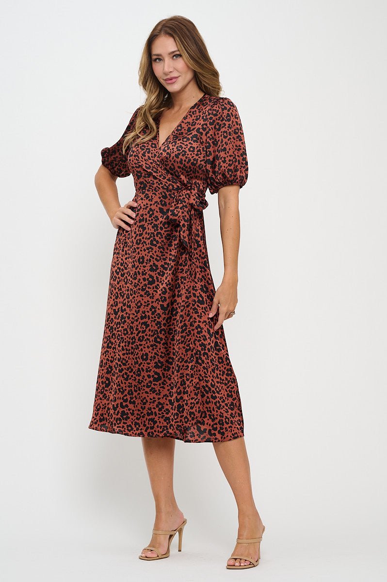 Image of West K Alexandria Full - Wrap A - Line Midi Dress Black Mono Floral