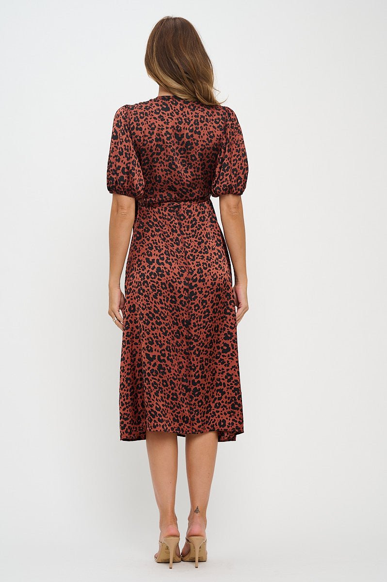 Image of West K Alexandria Full - Wrap A - Line Midi Dress Black Mono Floral