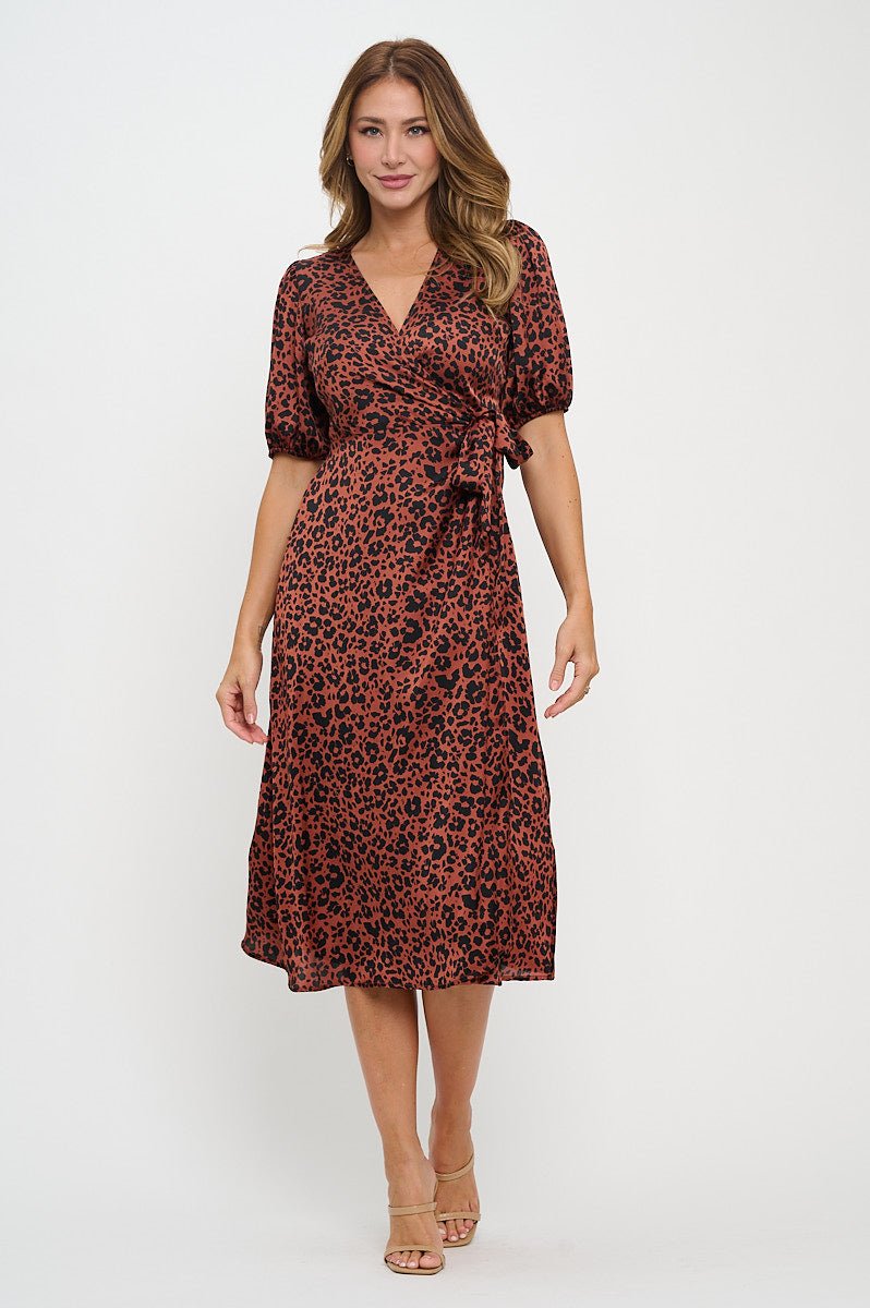 Image of West K Alexandria Full - Wrap A - Line Midi Dress Black Mono Floral