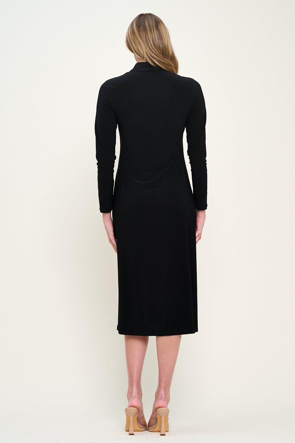 Image of West K Amber Long Sleeve Surplice Midi Dress Black