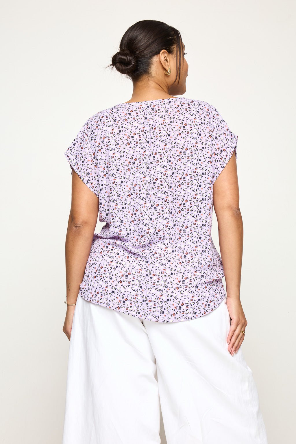 Image of West K Ana Plus Size Tie Front Top Lavender Ditzy Floral