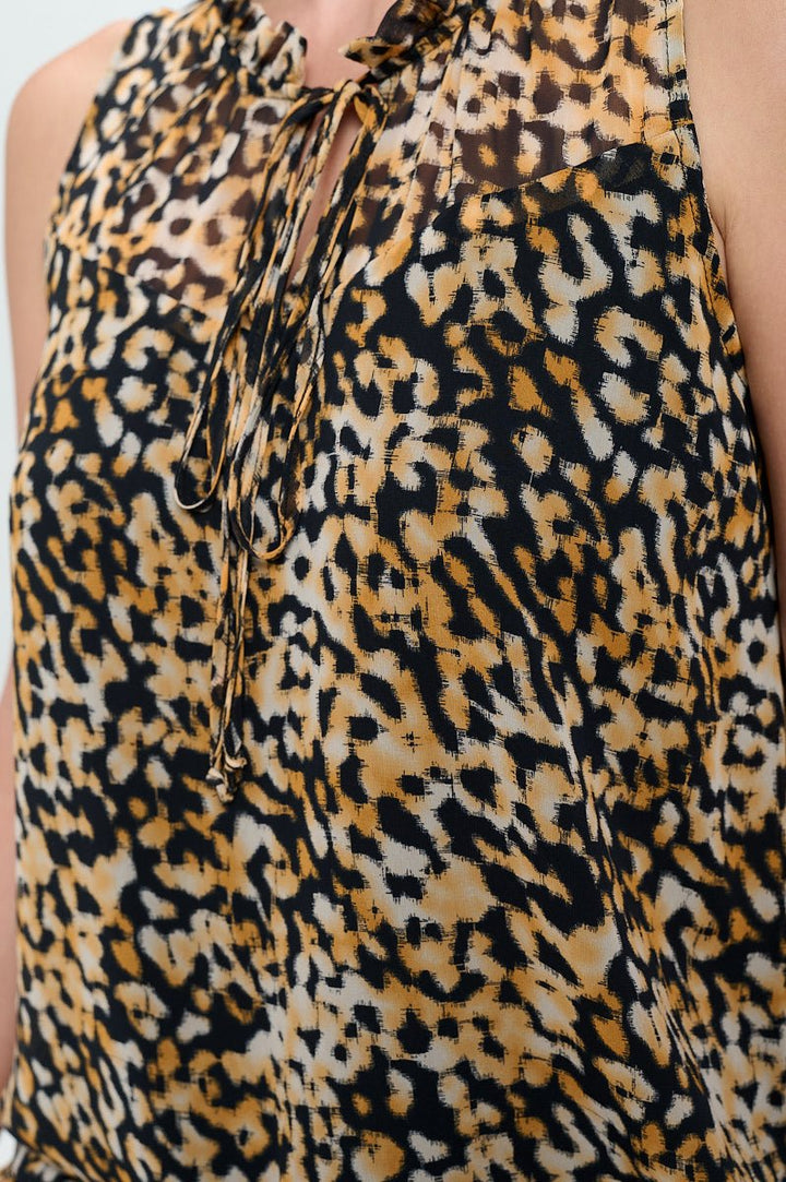 Image of West K Andrea Sleeveless Chiffon Blouse Orange Leopard