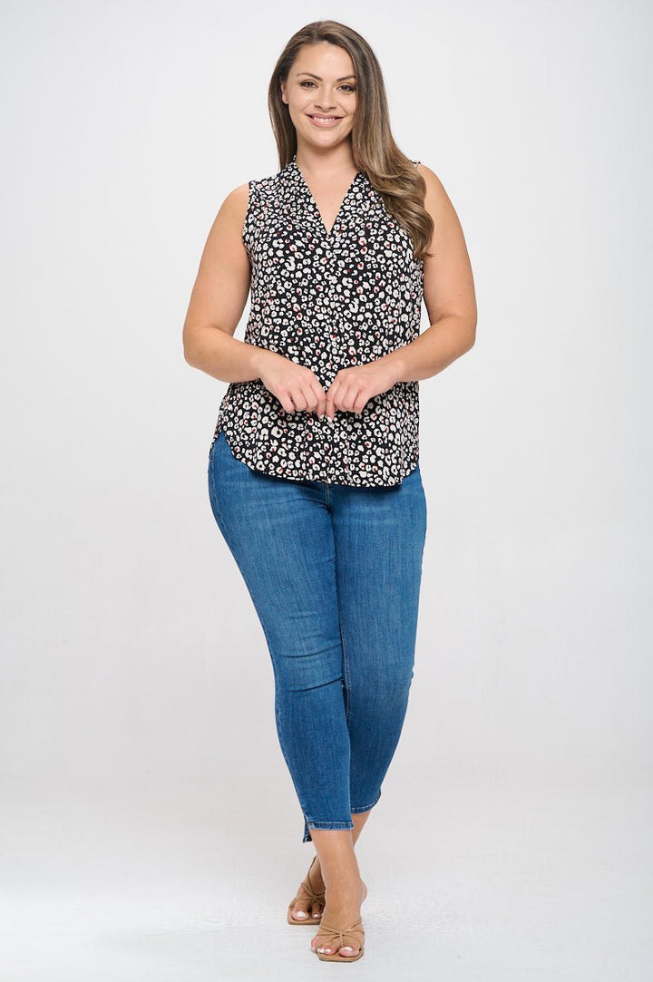 Image of West K April Plus Size Sleeveless Printed Top Black Leopard