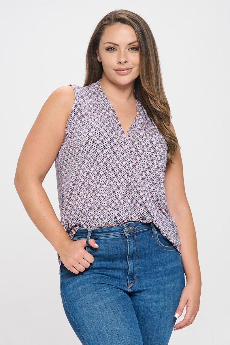 Image of West K April Plus Size Sleeveless Printed Top Pink Medallion