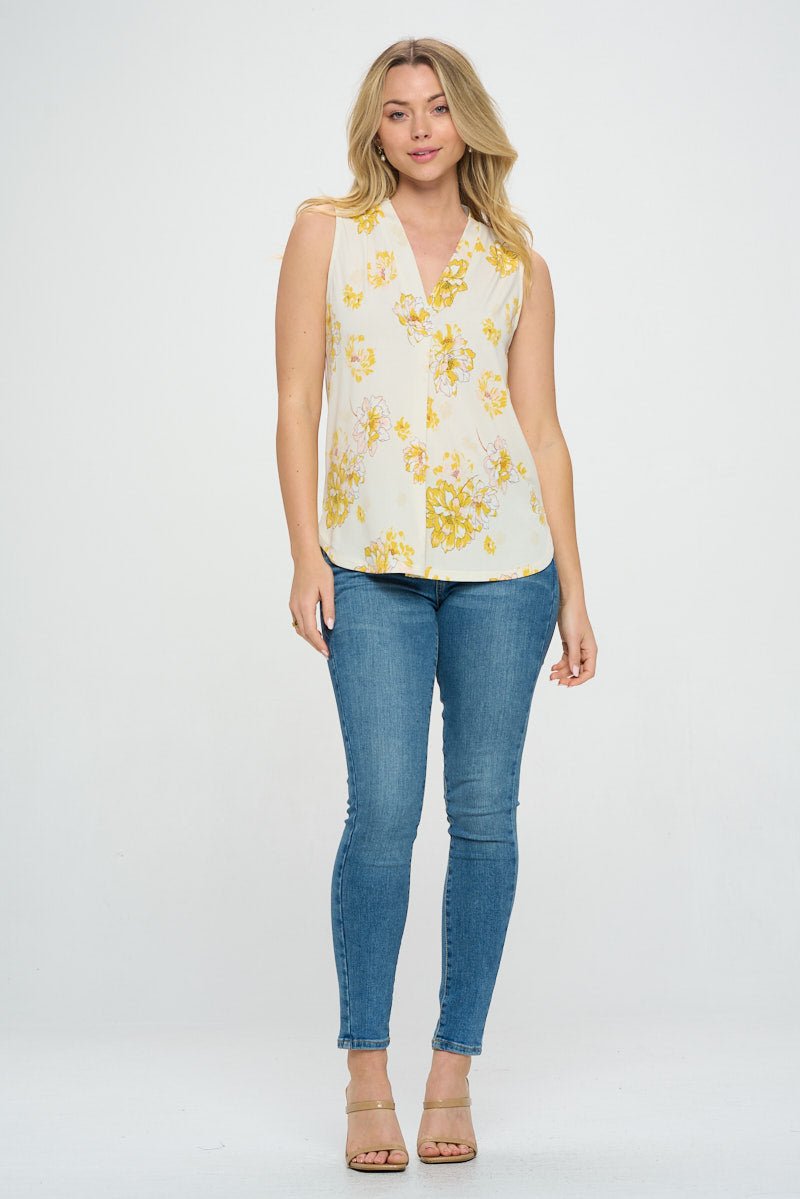 Image of West K April Sleeveless Printed Top Cobalt Floral