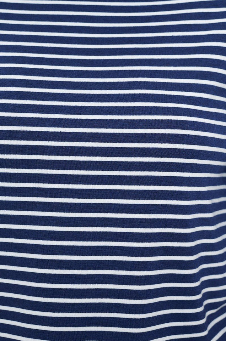 Image of West K Aya Long Sleeve Boat Neck Stripe Top Navy White Stripe