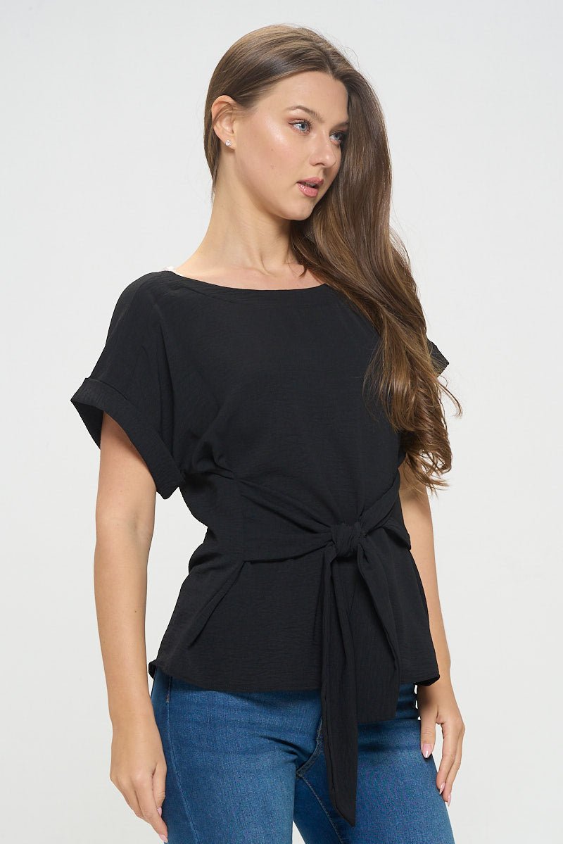 Image of West K Bailey Tie Front Dolman Blouse Black