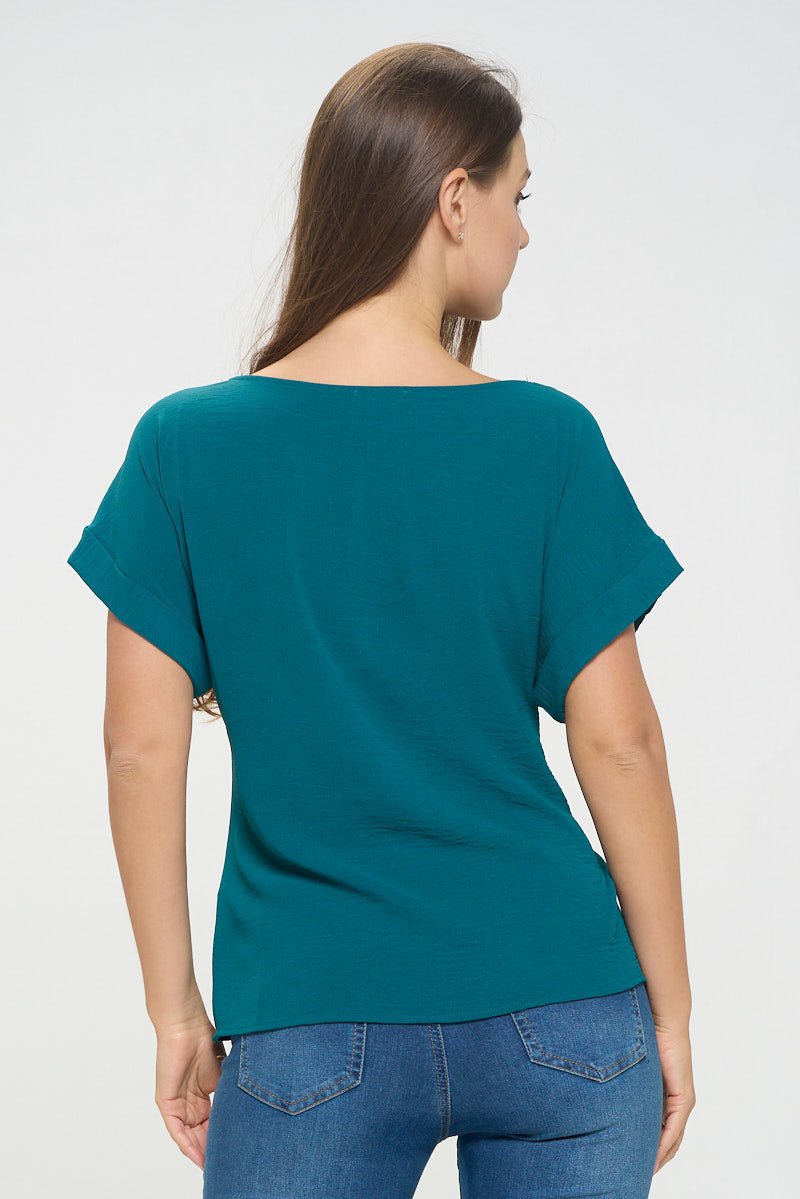 Image of West K Bailey Tie Front Dolman Blouse Hunter Green