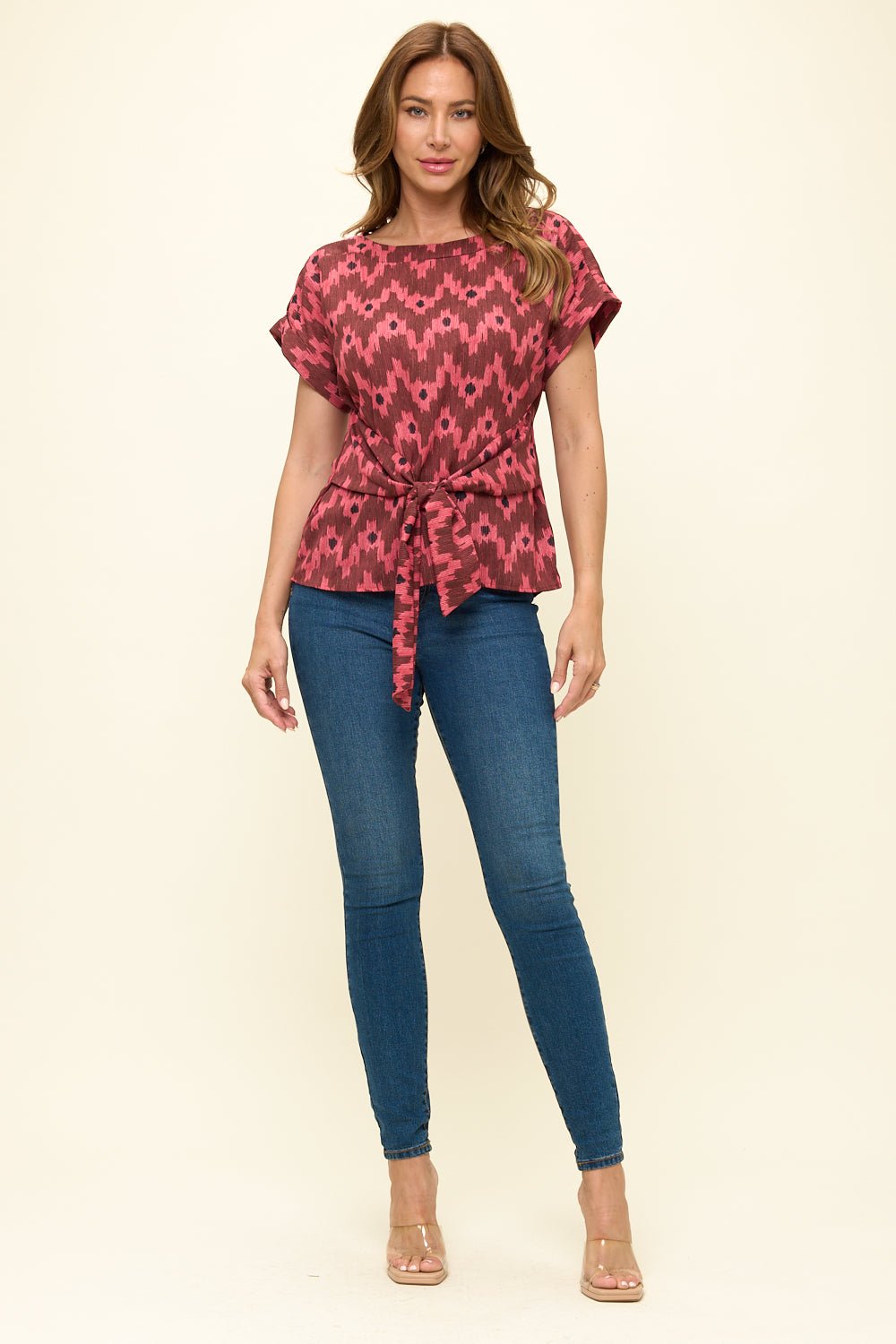 Image of West K Bailey Tie Front Dolman Blouse Light Blue