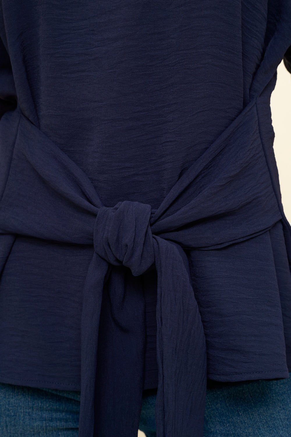 Image of West K Bailey Tie Front Dolman Blouse Navy