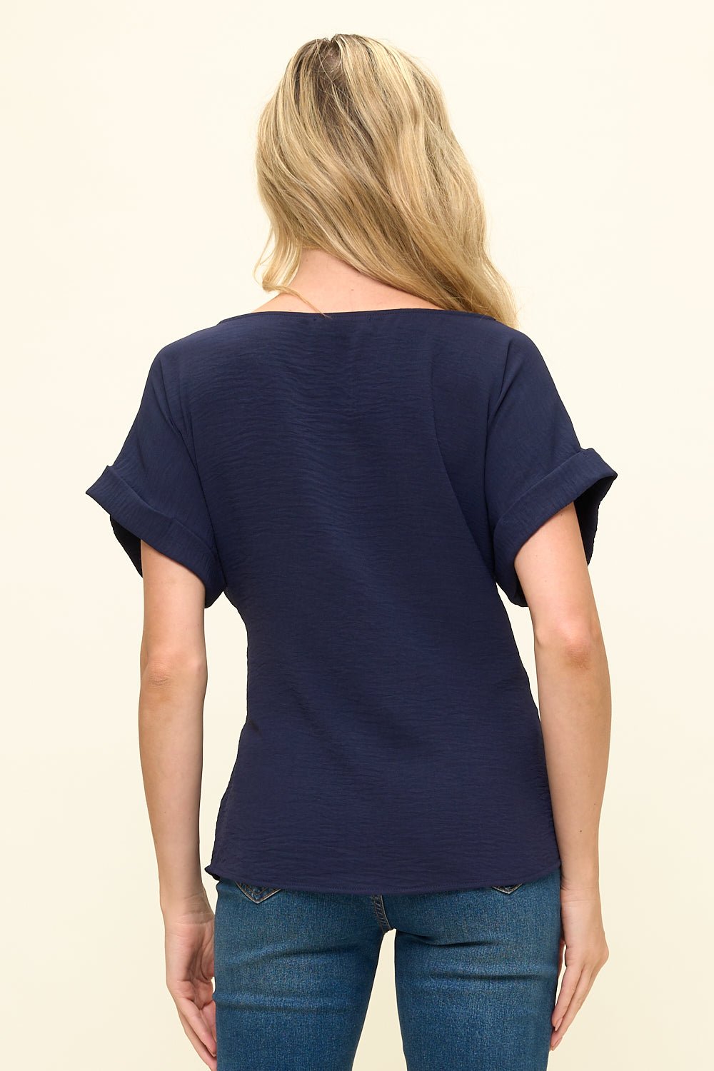 Image of West K Bailey Tie Front Dolman Blouse Navy