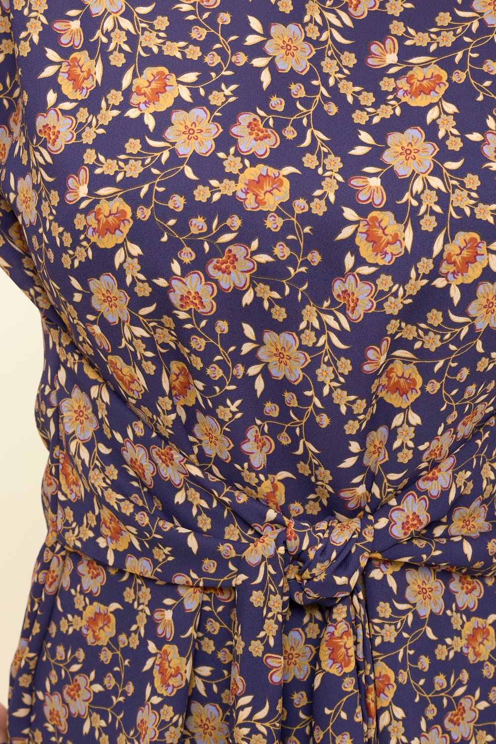 Image of West K Bailey Tie Front Dolman Blouse Navy Ditzy Floral