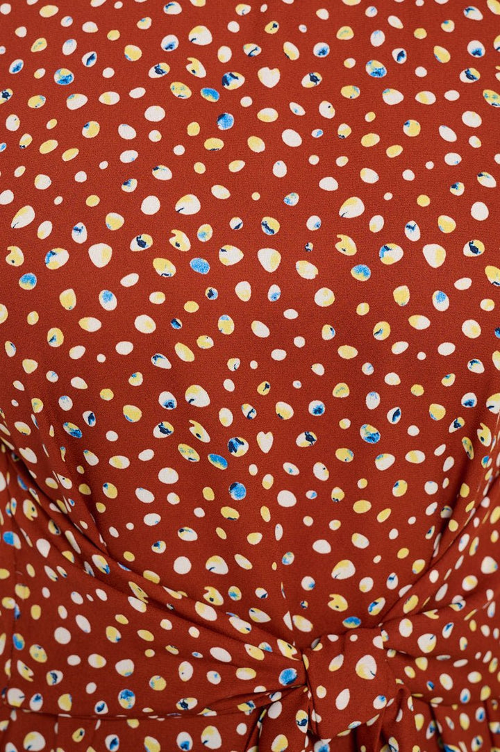 Image of West K Bailey Tie Front Dolman Blouse Orange Dots