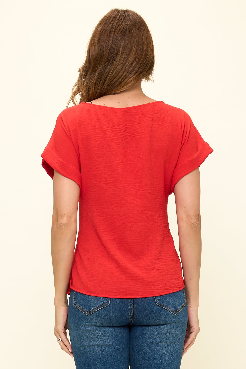 Image of West K Bailey Tie Front Dolman Blouse Red