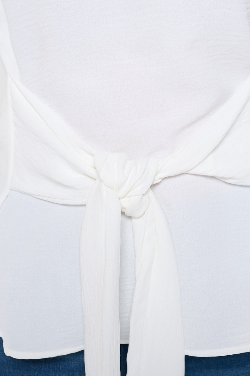 Image of West K Bailey Tie Front Dolman Blouse White