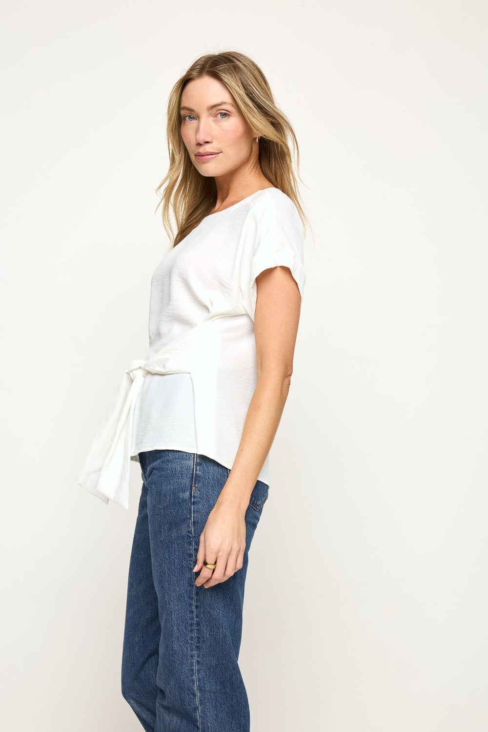 Image of West K Bailey Tie Front Dolman Blouse White