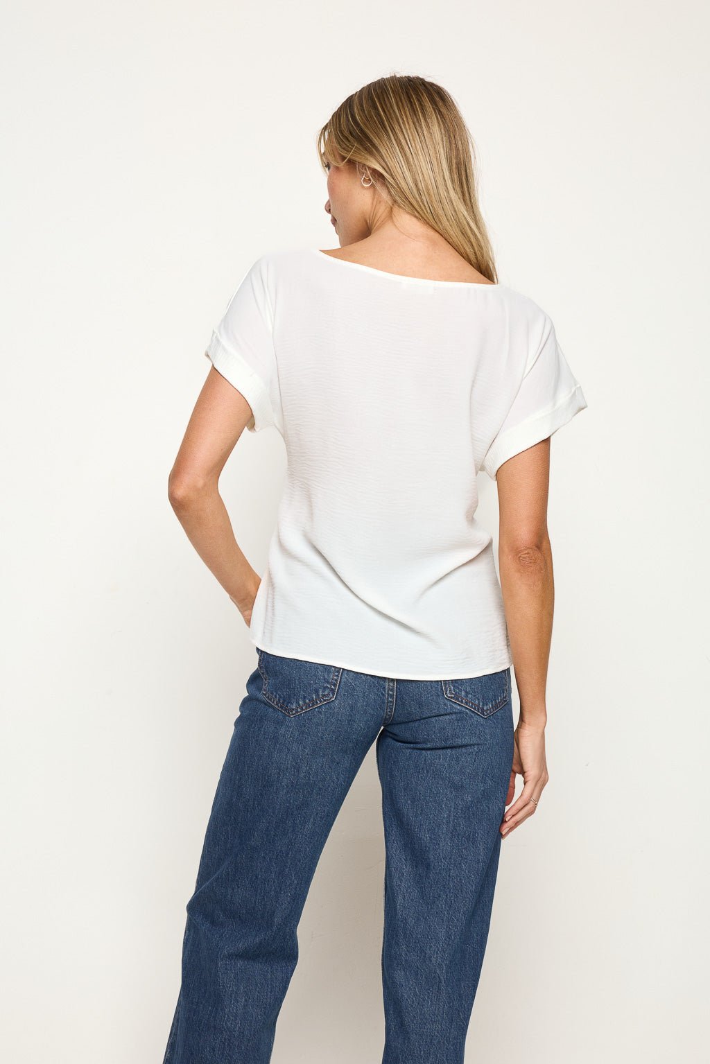 Image of West K Bailey Tie Front Dolman Blouse White