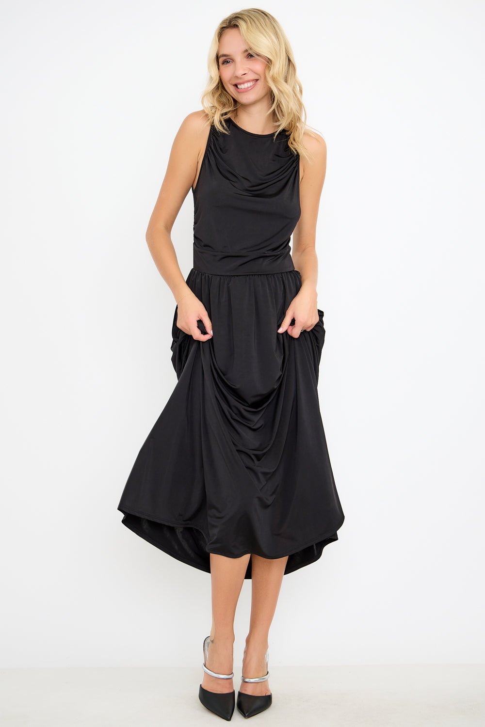 Image of West K Bettina Sleeveless Ruched Shoulder Maxi Dress Black