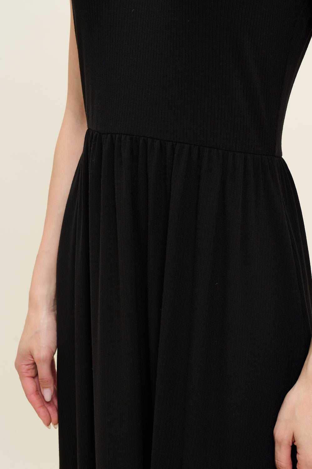 Image of West K Bianca Mock Neck Ribbed Dress Black