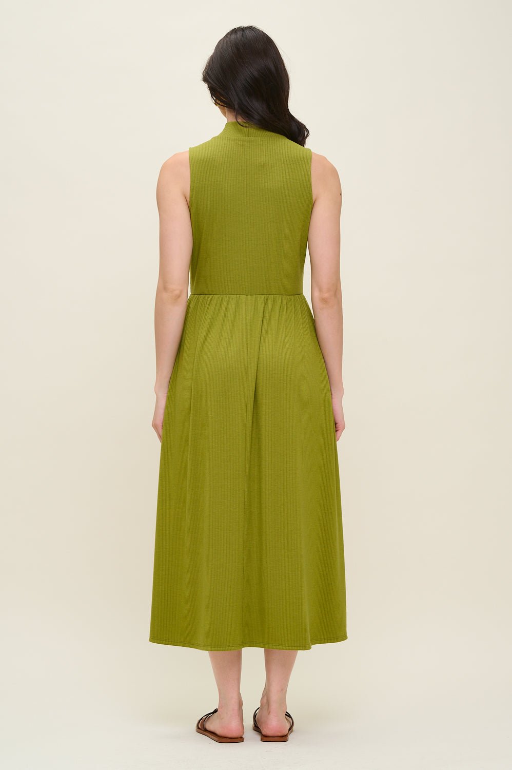 Image of West K Bianca Mock Neck Ribbed Dress Sage