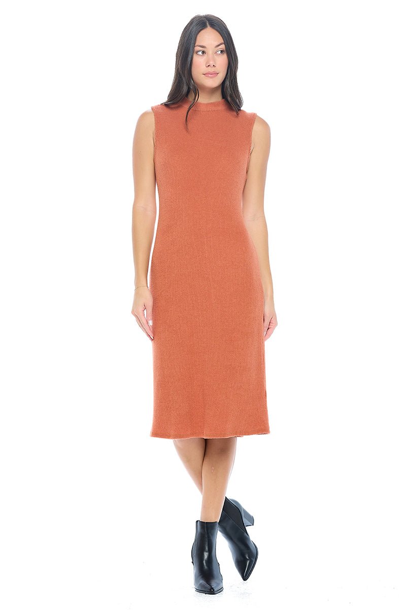 Image of West K Brianna Sleeveless Ribbed Dress Brick