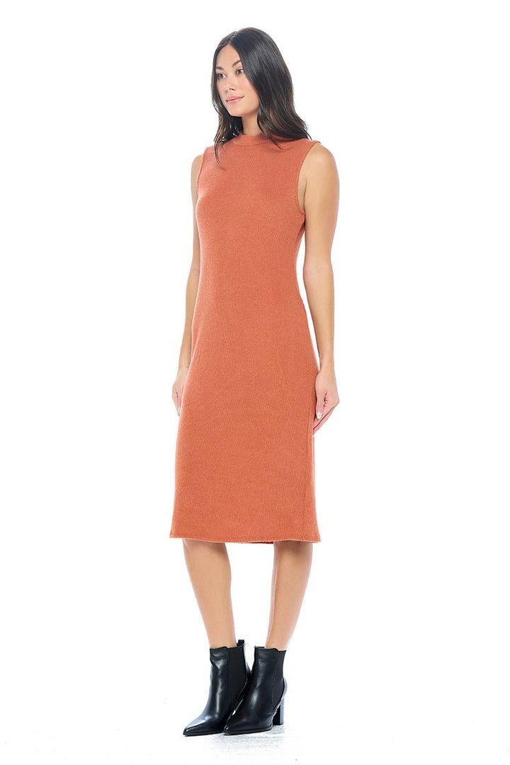 Image of West K Brianna Sleeveless Ribbed Dress Brick