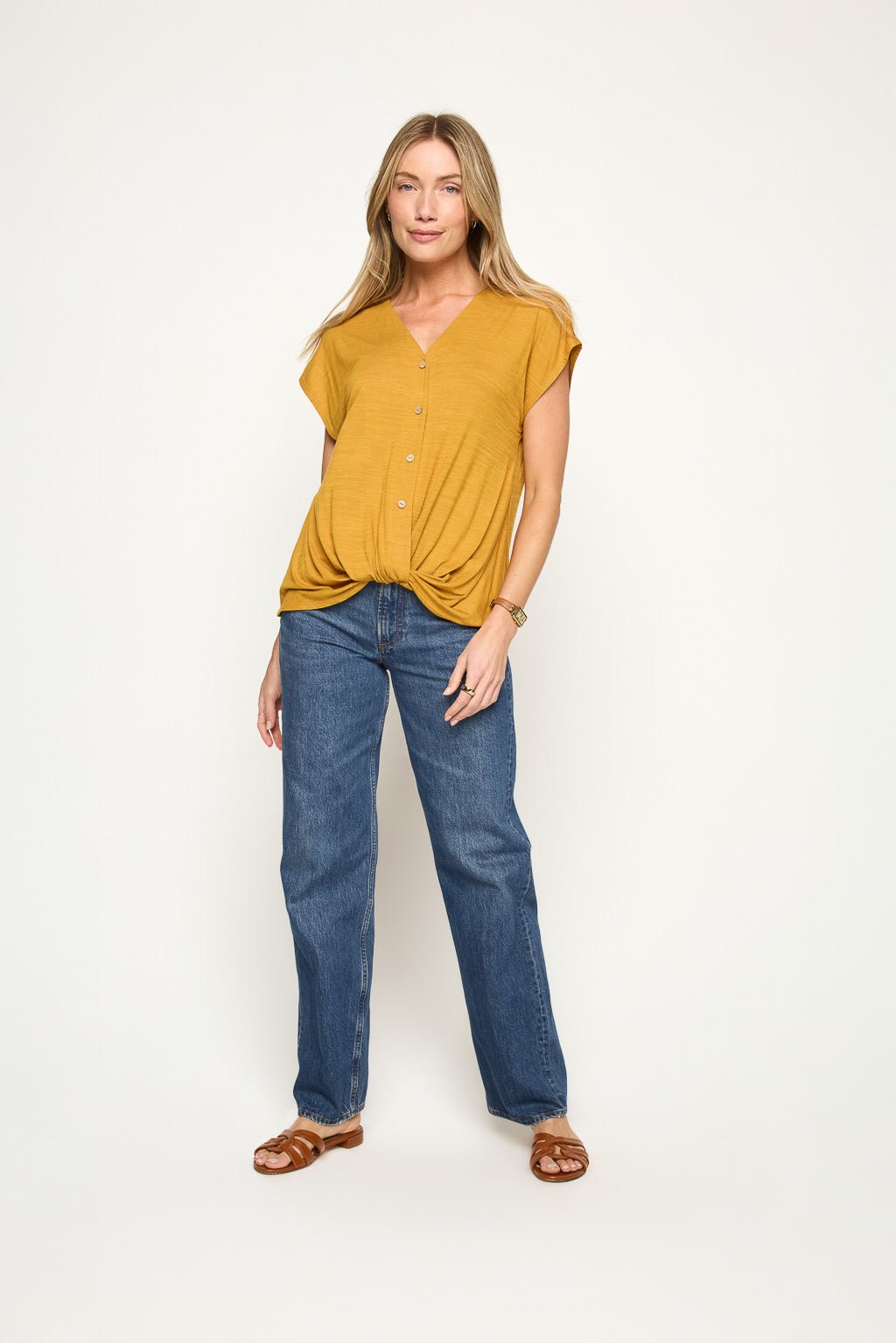 Image of West K Brooke Dolman Short Sleeve Top Mustard