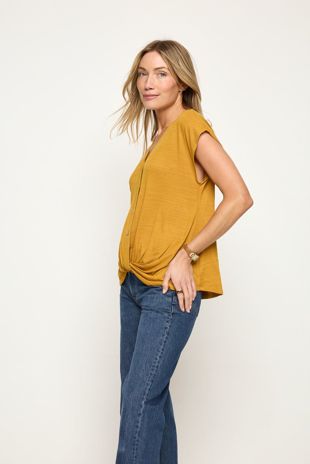 Image of West K Brooke Dolman Short Sleeve Top Mustard