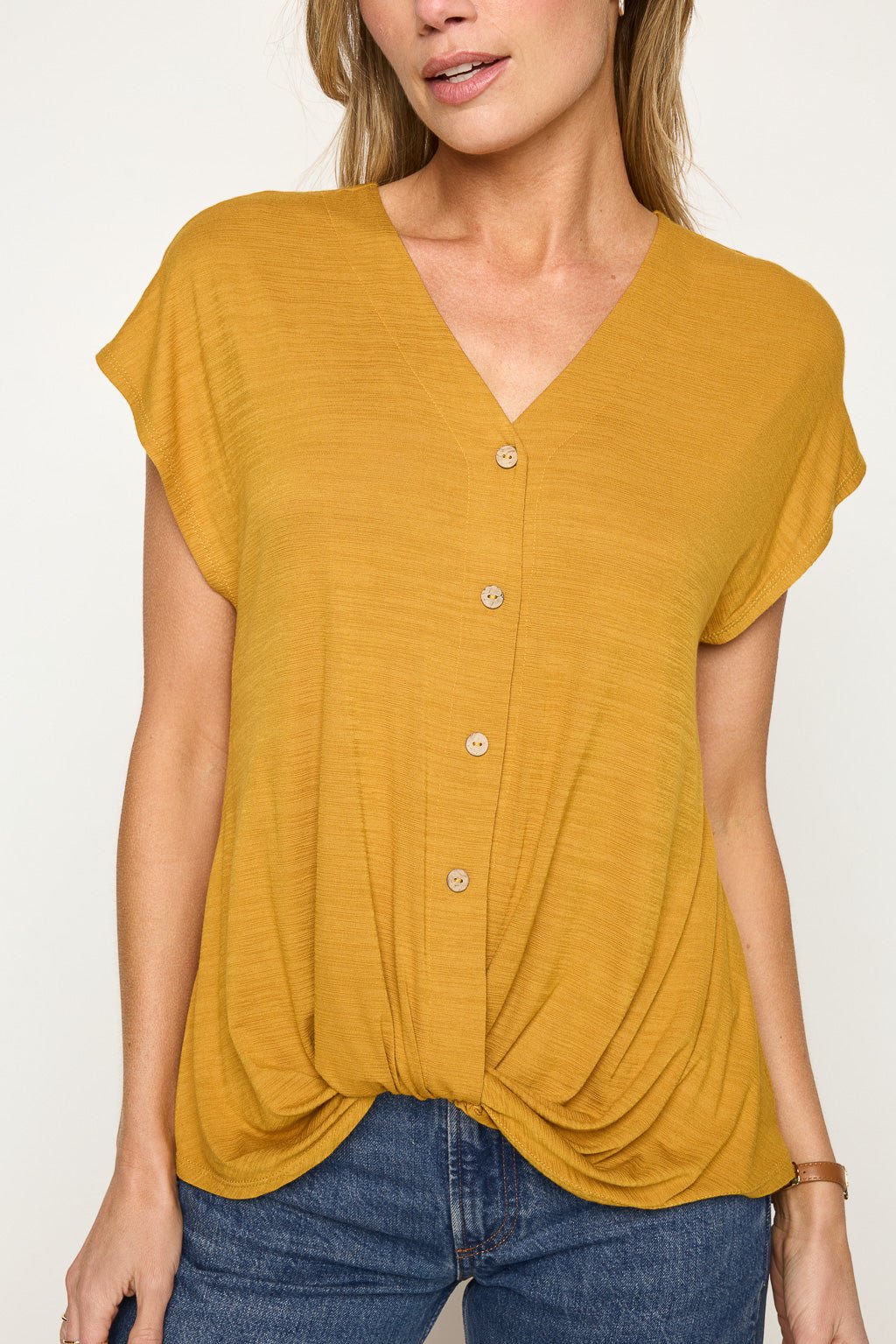 Image of West K Brooke Dolman Short Sleeve Top Mustard