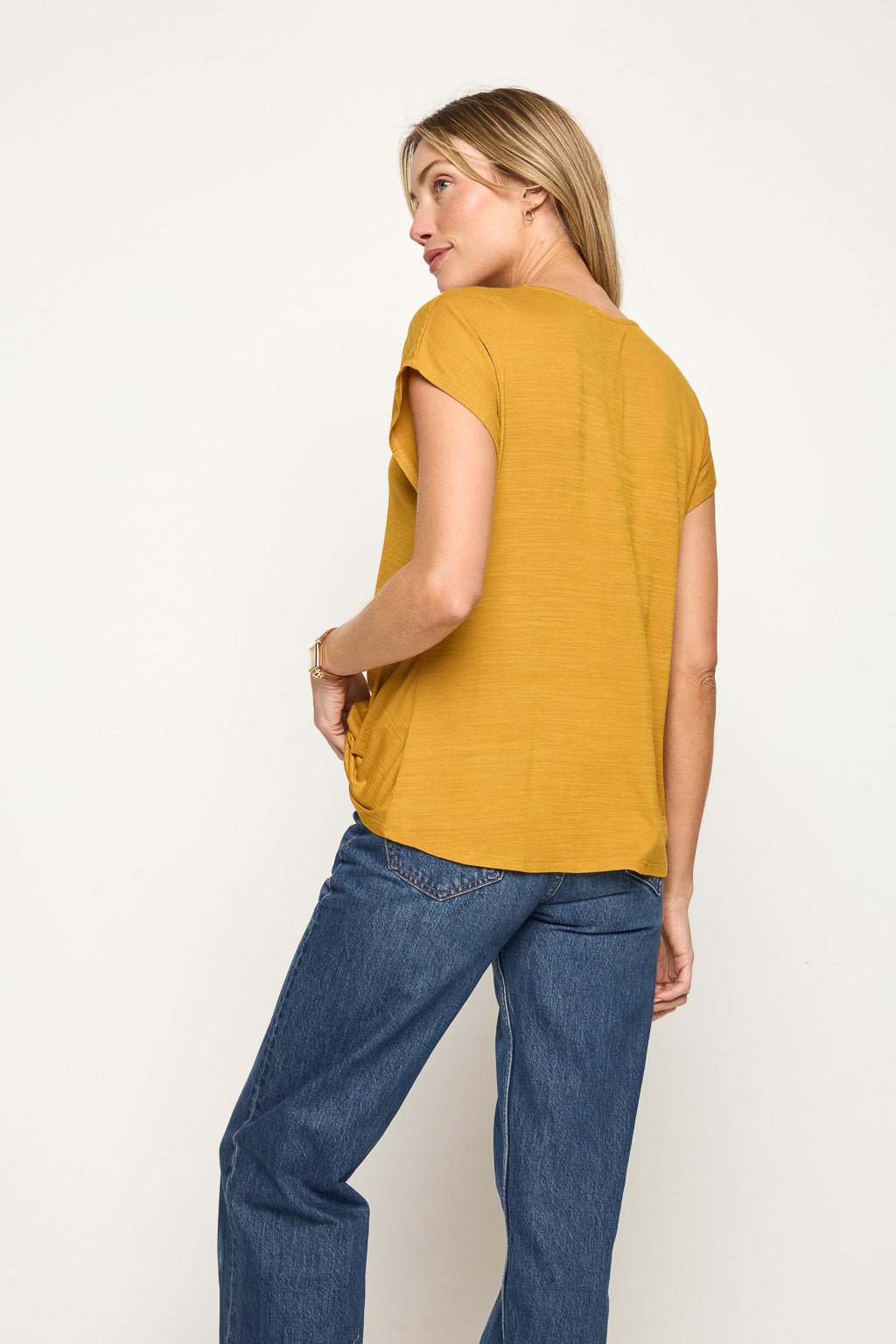 Image of West K Brooke Dolman Short Sleeve Top Mustard