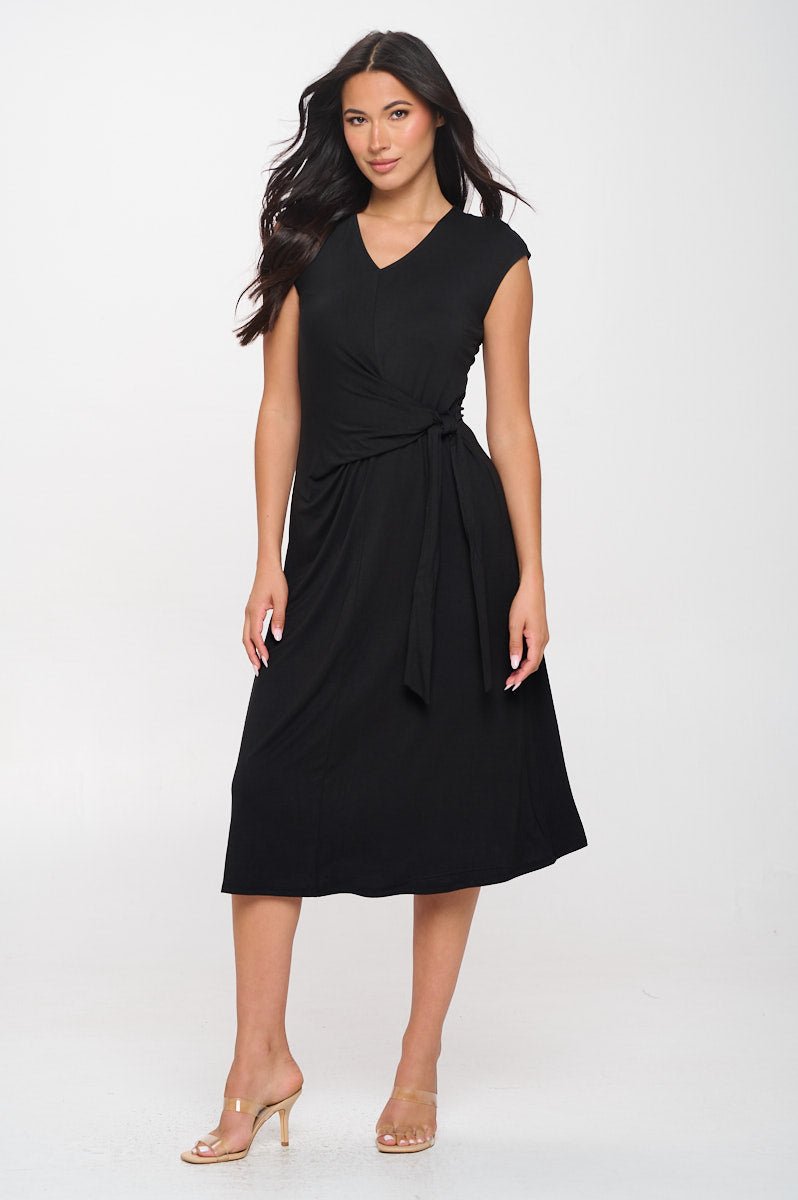 Image of West K Cameron Side Tie Midi Dress Black