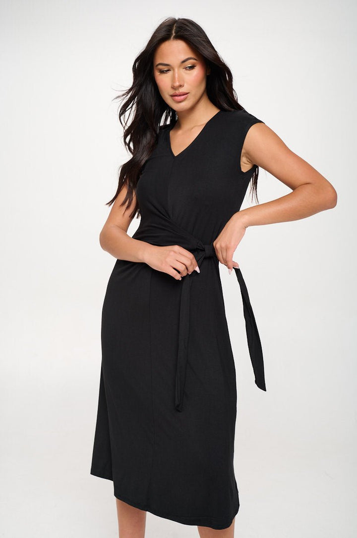 Image of West K Cameron Side Tie Midi Dress Black