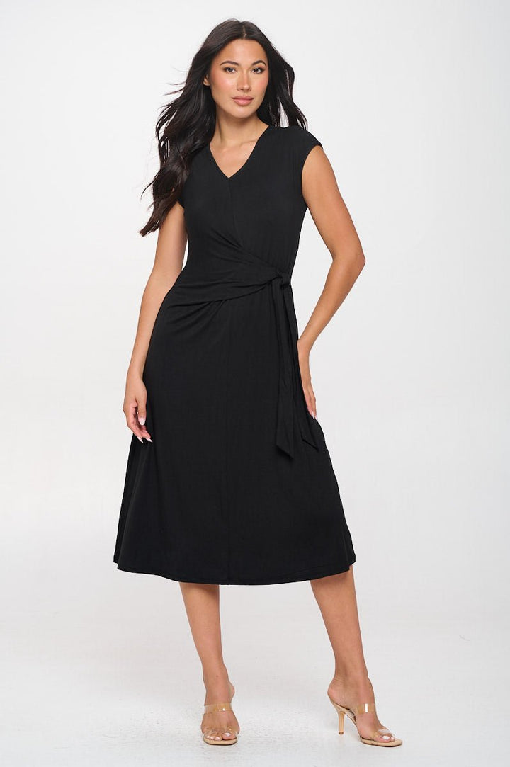 Image of West K Cameron Side Tie Midi Dress Black