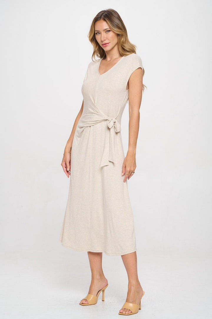 Image of West K Cameron Side Tie Midi Dress Oatmeal