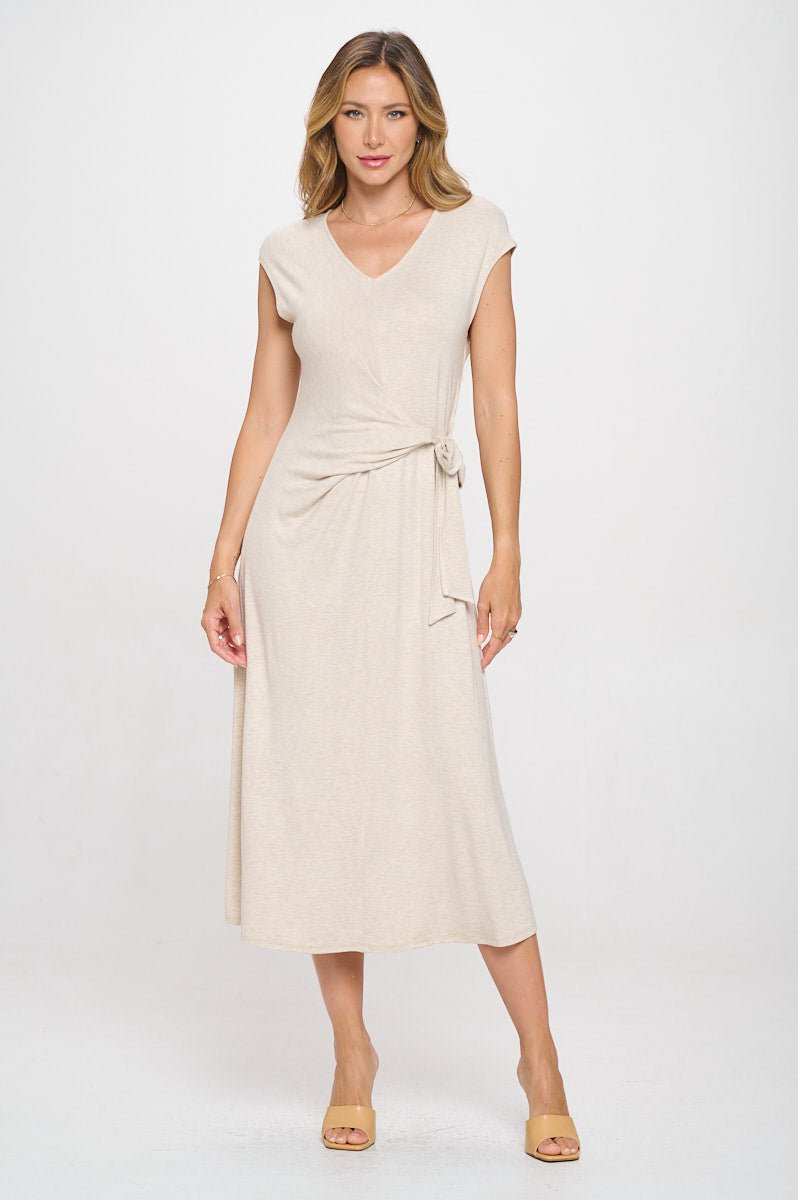 Image of West K Cameron Side Tie Midi Dress Oatmeal